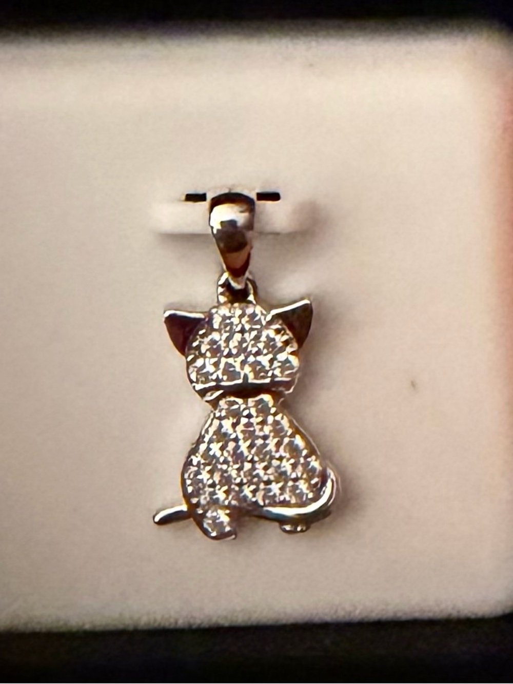 Sterling Silver .925 & Moissanite Kitty Cat Necklace Pendant - Picture 2 of 5